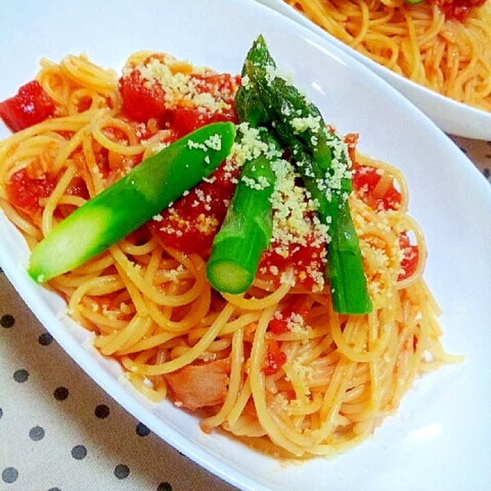 ✿アスパラとツナとトマトのパスタ❤